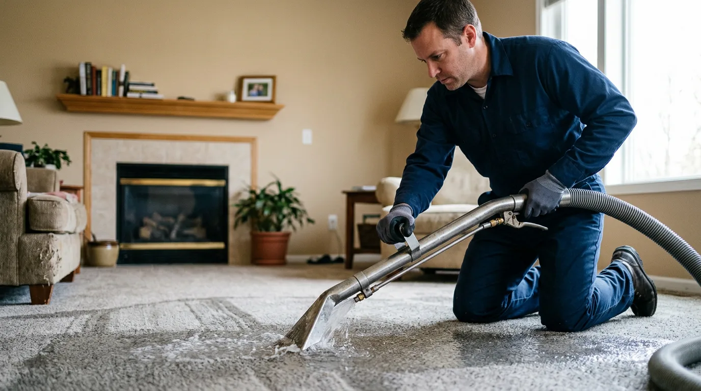 Water damage restoration technician working near Pocahontas, IL